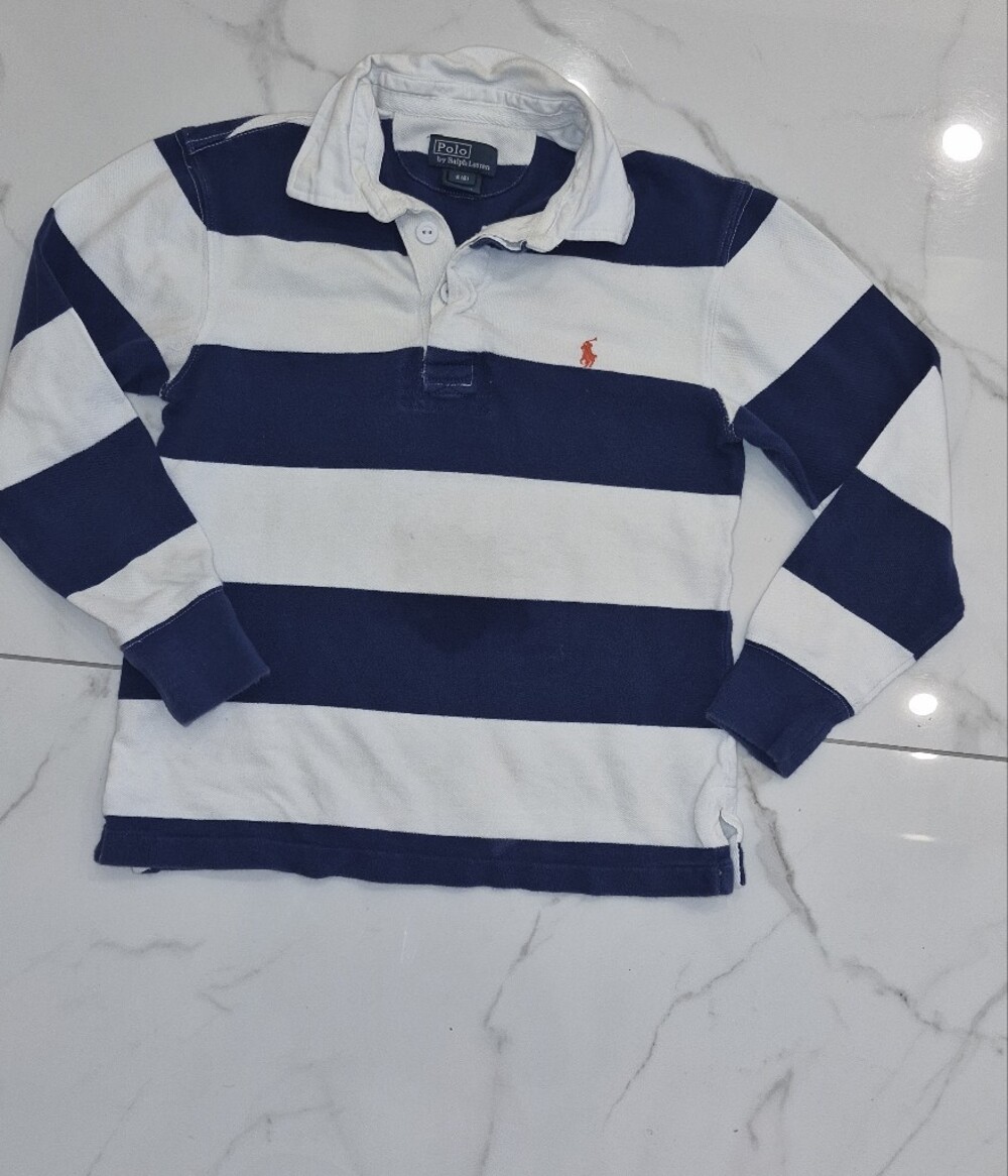 Polo by Ralph Lauren Boys Navy & White Striped Rugby Polo